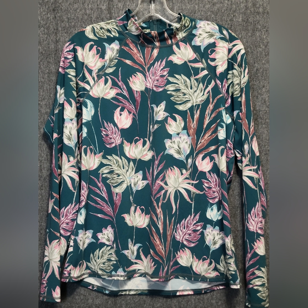 Garnet Hill Rash Guard Tropical Botanical sz XL